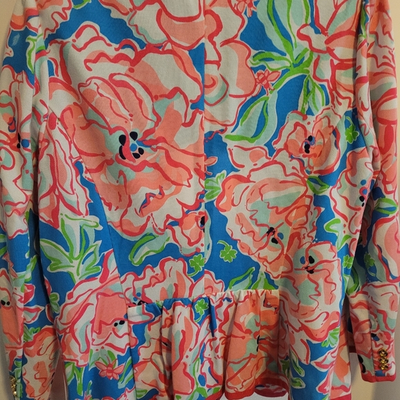 Lilly Pulitzer Malibu Blazer Jacket Flutter Blue Lucky Charm Sz XL. - Picture 4 of 5